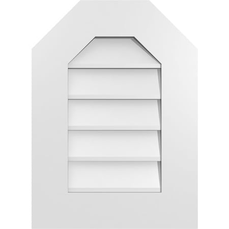Ekena Millwork Octagonal Top Surface Mount PVC Gable Vent w/ 3-1/2"W x 1"P Standard Frame, 16"W x 22"H GVPOT16X2201SN